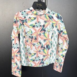 Jessica Simpson UPF 50+ ultraviolet protection,long sleeve,high neck,floral